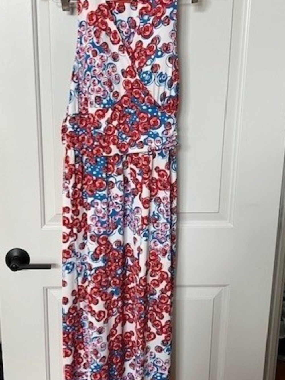 Tracey Negoshian Jersey Knit Tie Neck Sleeveless Maxi Dress Size-M